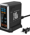NOEIFEVO 240W USB-Ladestation mit 6 Anschlüssen, PD3.1 140W USB Typ-C & PPS/PD USB Typ-A Ladegerät – Desktop-Schnellladestation kompatibel mit MacBook, Laptops, Tablets, iPhone, Samsung Smartphones