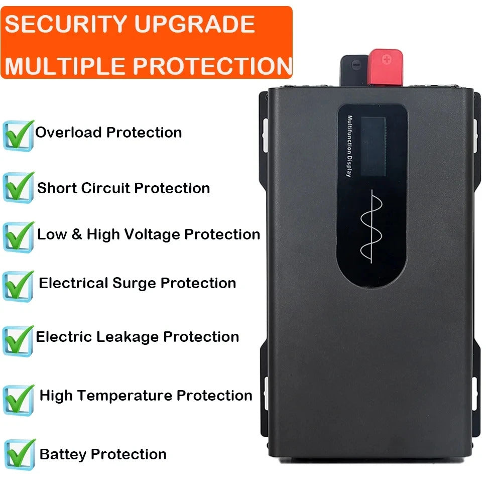 12V 24V 48V 60V 72V 96V auf 230V Wechselrichter 5000W auf 12000W Spannungswandler reine Sinuswelle Wechselrichter mit LCD-Spannungsanzeige