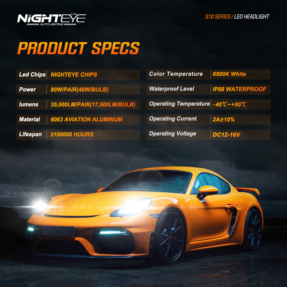 2 Stück 80W 22000LM Lumen Auto Scheinwerferlampe, H7 H11 9005 9006 H4 LED Lampe