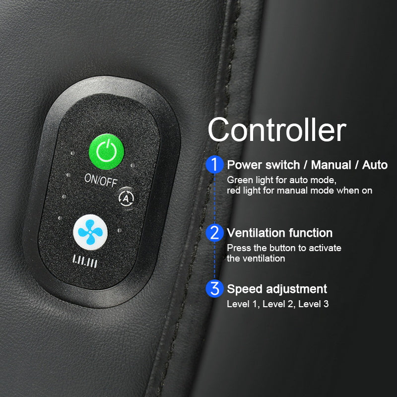 NOEIFEVO Auto Kühlsitzbezug, Sommer Kühlsitzkissen mit 20 Lüftern, Massage, Belüftung, Auto Sitzbezug mit Lüftern, 12V/24V Auto Frontsitze Kühlbezug (Schwarz, 1 Stück)