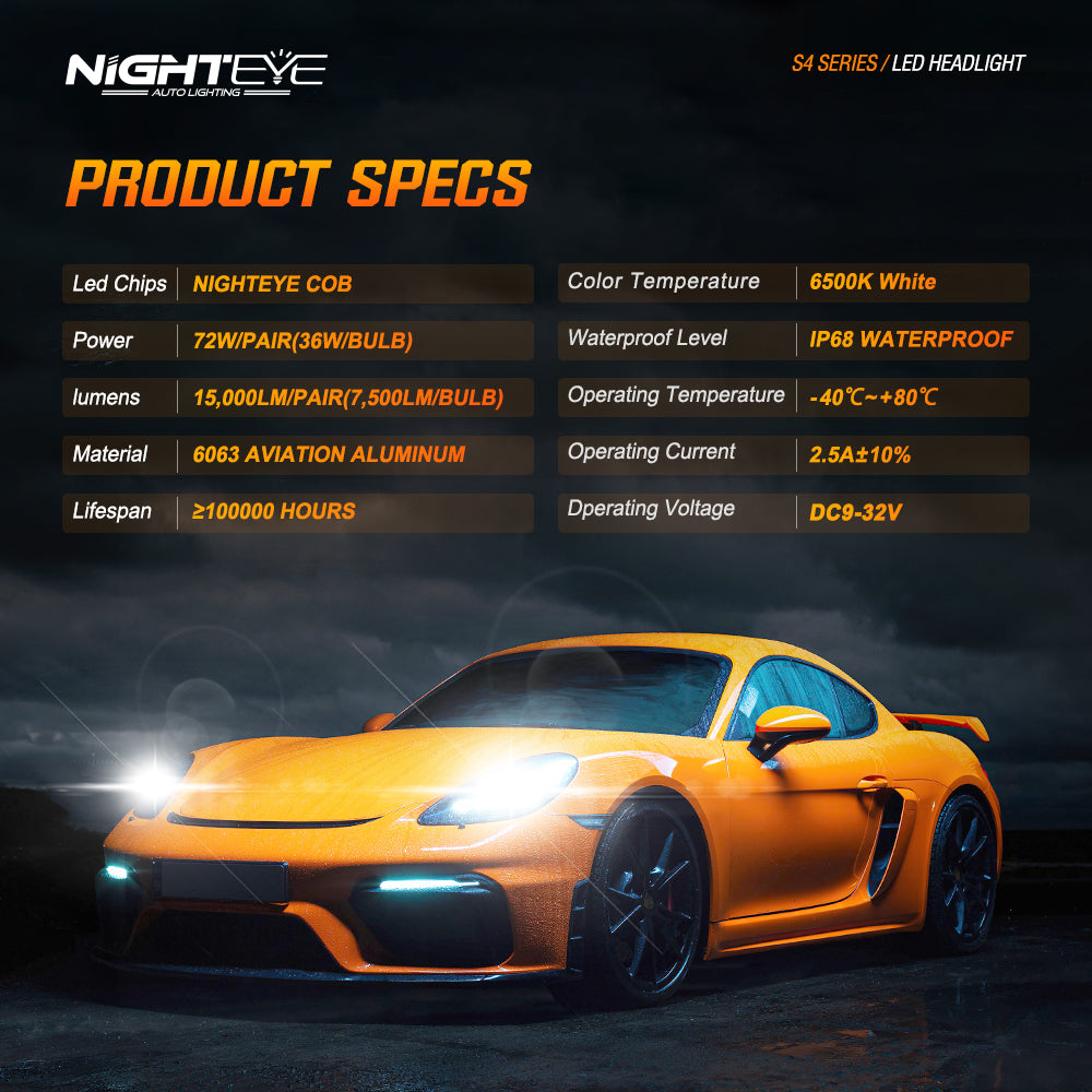 2 Stück 72W 15000LM Lumen Auto Scheinwerferlampe,  H7 H11 9005 9006  LED Lampe