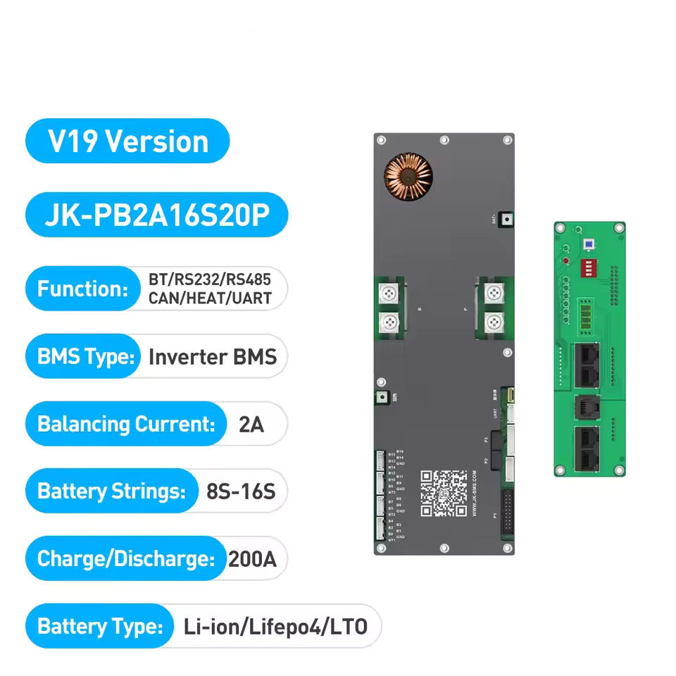Batterie-BMS mit 4,3-Zoll-Display, intelligentes aktives BMS 8S–16S 200A 24V–48V Li-Ion/LiFePO4/LTO 2A Batterie-Energie-Balancer mit Bluetooth, CAN/RS485