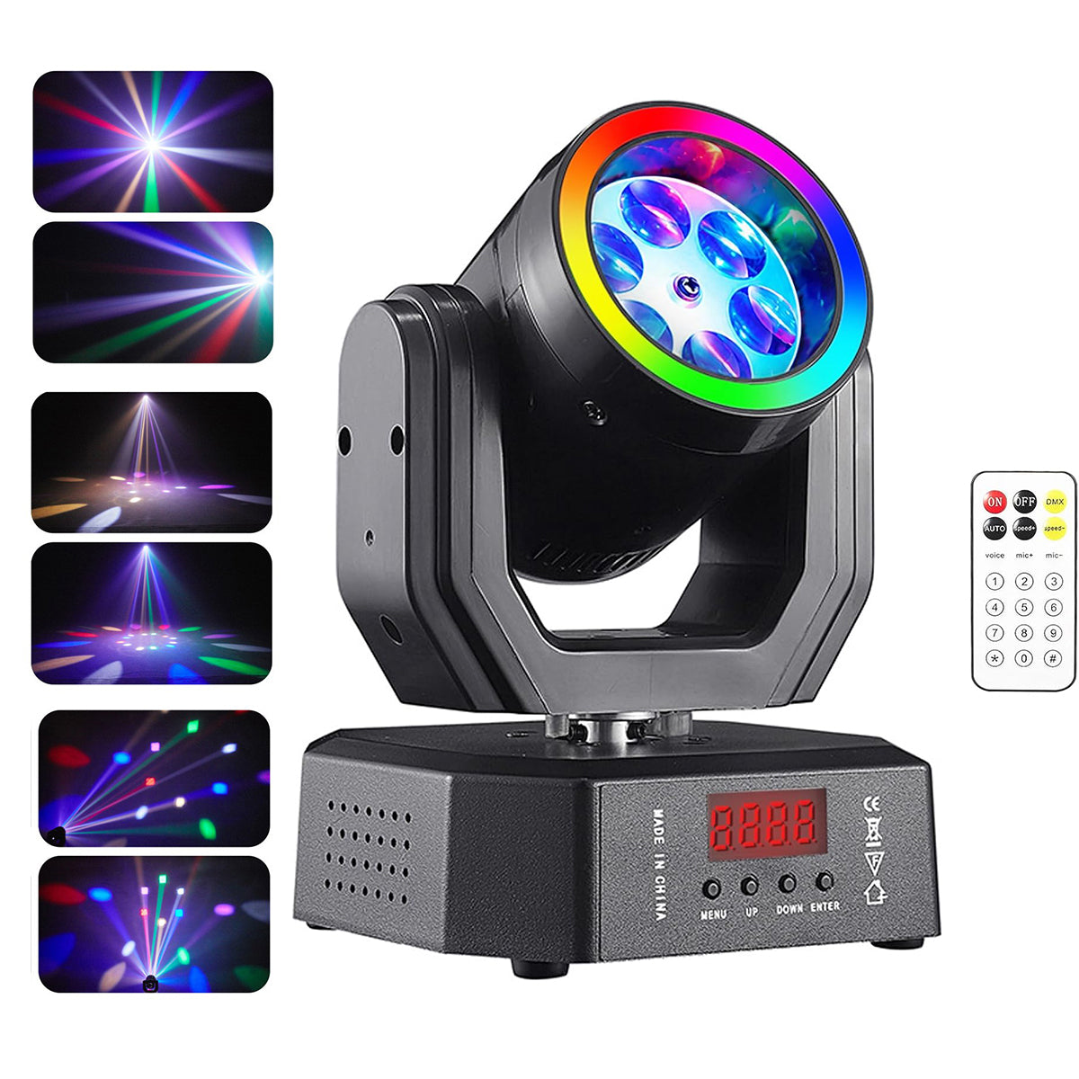 Mini 30W párty svetlo Moving Head RGB DMX512, ovládanie hudbou, stroboskop, pódiový reflektor pre DJ, disco párty a Vianoce
