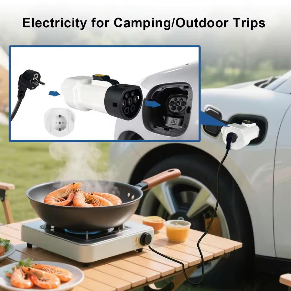 NOEIFEVO Typ 2 V2L-Entladeadapter,  Elektrofahrzeug-16-A-Entladeschukosteckdose für den Außenbereich, kompatibel mit ZEEKER/Geely EX5/Renault/Nammi/Xpeng