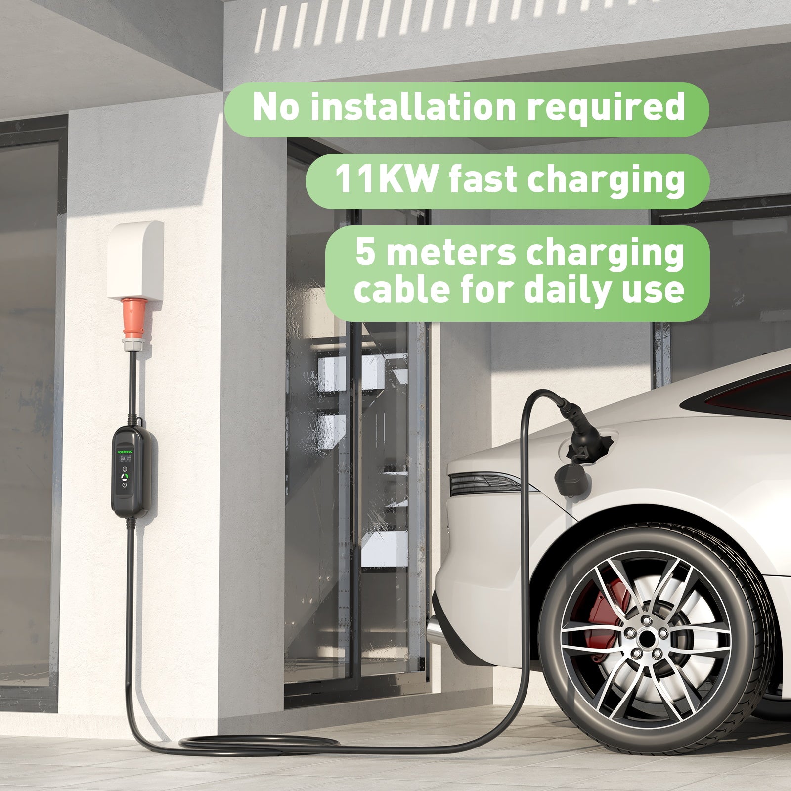 Typ 2 Mobile EV Ladekabel, 11KW 16A 3 Phase Elektrofahrzeuge Ladestation, Schnelleres Heim EV Ladegerät für Typ 2 Auto, Schuko Adapter für Reisen