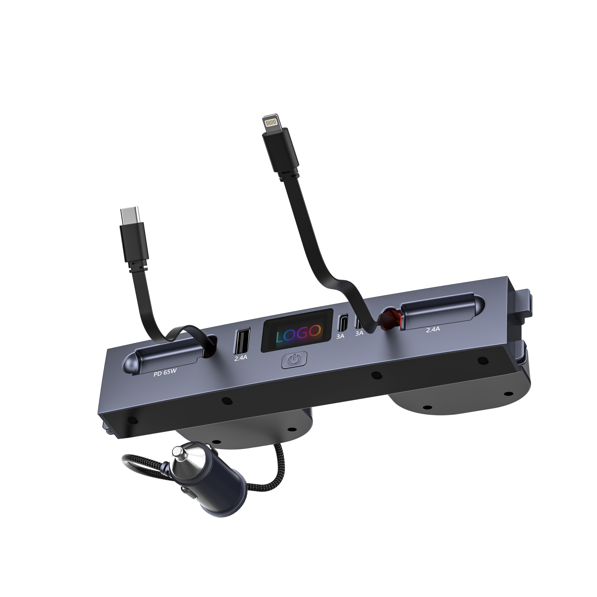 Schnellladegerät für Mittelkonsole – USB-C Lade-Dock & USB Splitter Hub, Kompatibel mit Tesla M3/Y (Highland 2024–2025 & Standard 2021–2024), intelligenter Adapter mit Strom-Verlängerungskabel