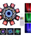 150W 8-ramenné RGB Laser Moving Head svetlo, DJ pódiové svetlo s diaľkovým ovládaním, DMX512 diskotékové svetlo na party, koncerty, bary a oslavy