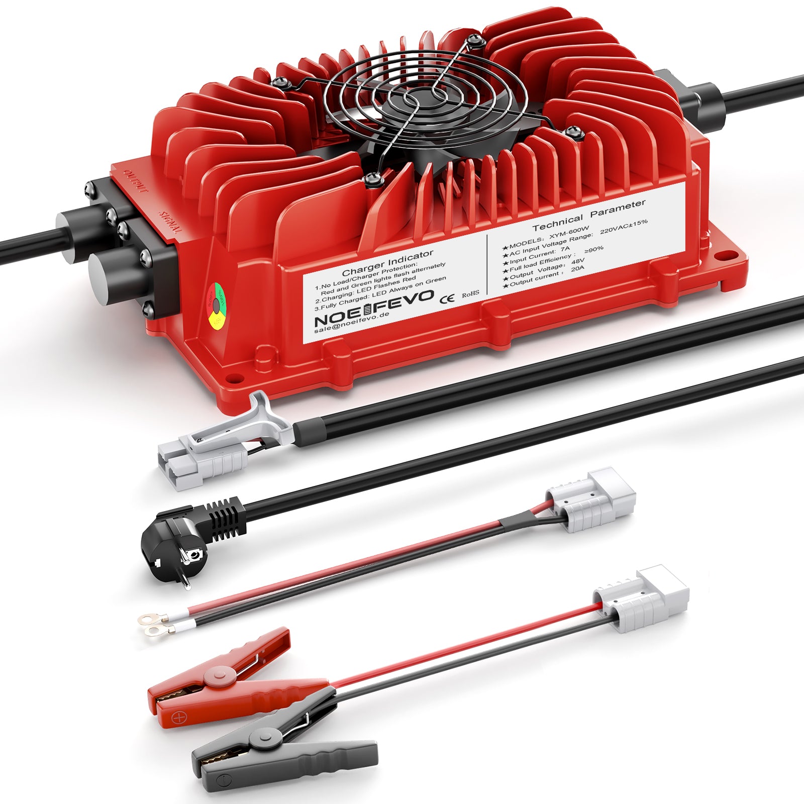 NOEIFEVO 48V 20A Batterieladegerät für Blei-Säure-Batterien, AGM, Gel, Golfwagen-Batterieladegerät