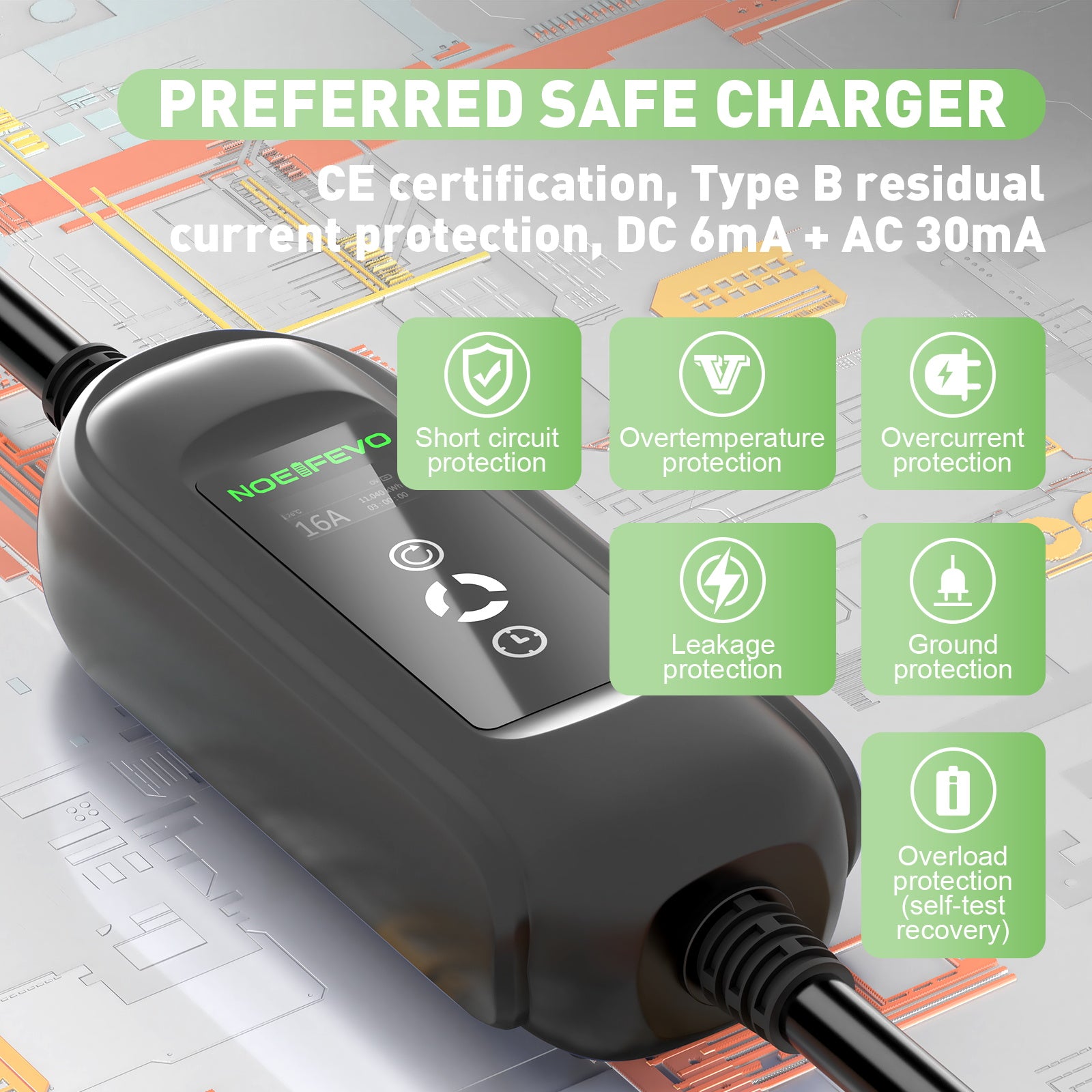 Typ 2 Mobile EV Ladekabel, 11KW 16A 3 Phase Elektrofahrzeuge Ladestation, Schnelleres Heim EV Ladegerät für Typ 2 Auto, Schuko Adapter für Reisen