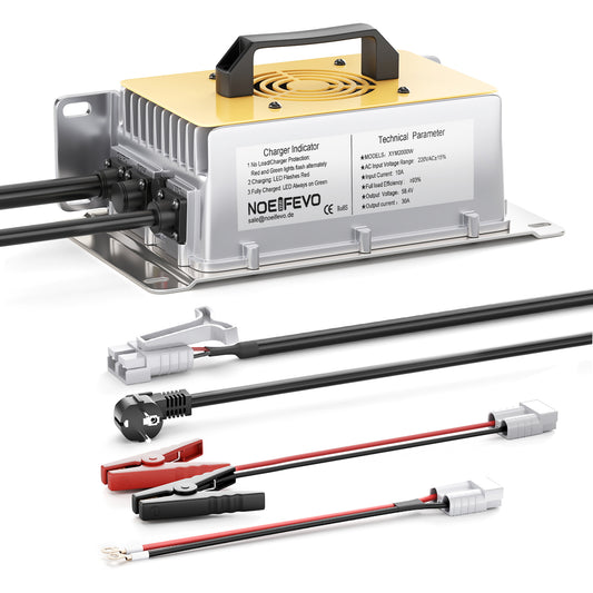 NOEIFEVO 58.4V 30A  LiFePO4 batterie de Chargeur pour 51.2V(48V) 16S LiFePO4 batterie, étanche, 0V BMS Activé