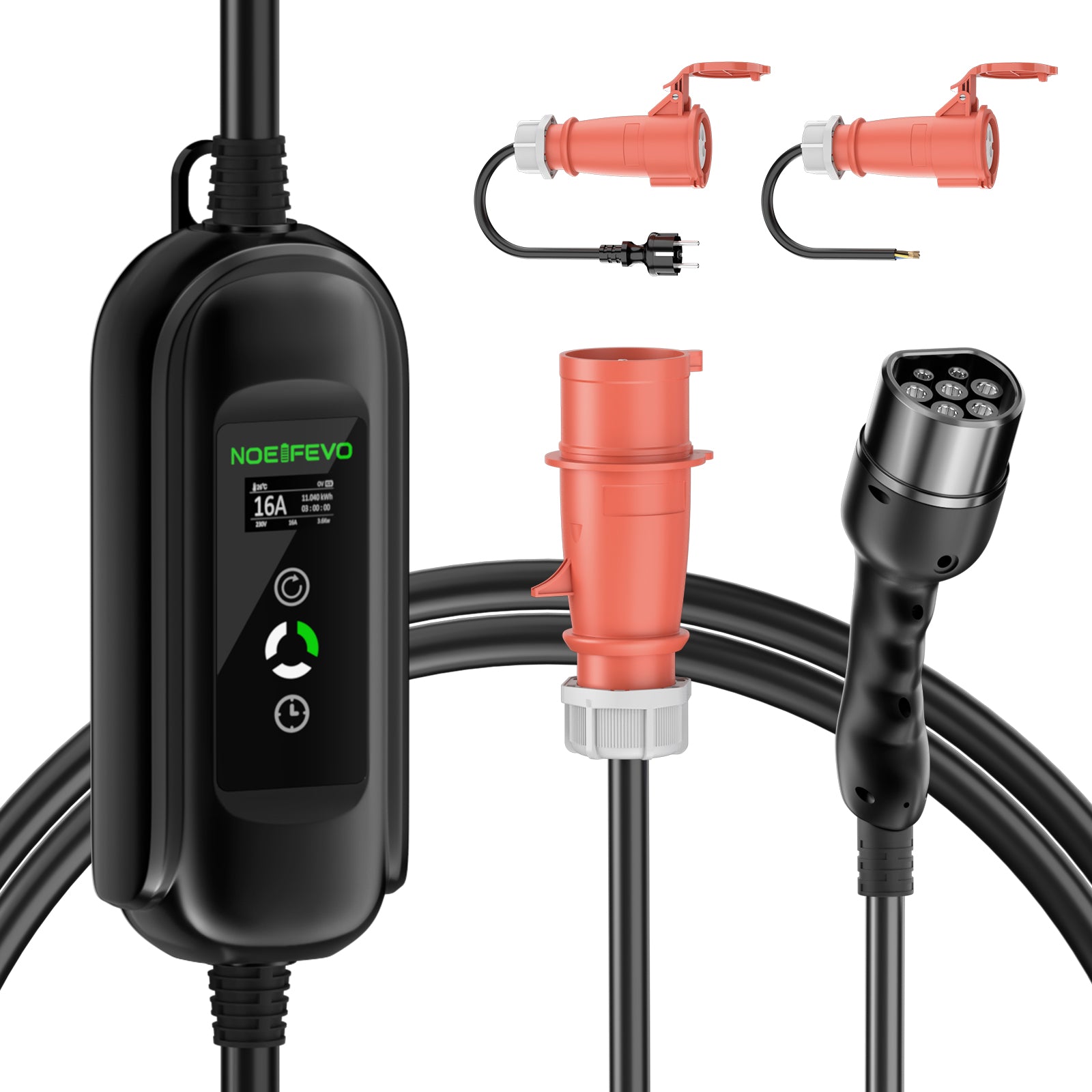 Typ 2 Mobile EV Ladekabel, 11KW 16A 3 Phase Elektrofahrzeuge Ladestation, Schnelleres Heim EV Ladegerät für Typ 2 Auto, Schuko Adapter für Reisen