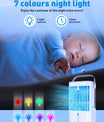 Mobile Klimaanlage 4 in 1, energiesparender Mini-Luftkühler mit großem Wassertank (1200 ml), 3-stufiger Verdunstungskühlung, 7-Farben-LED, Timer und geringer Geräuschentwicklung für Homeoffice und Schlafzimmer