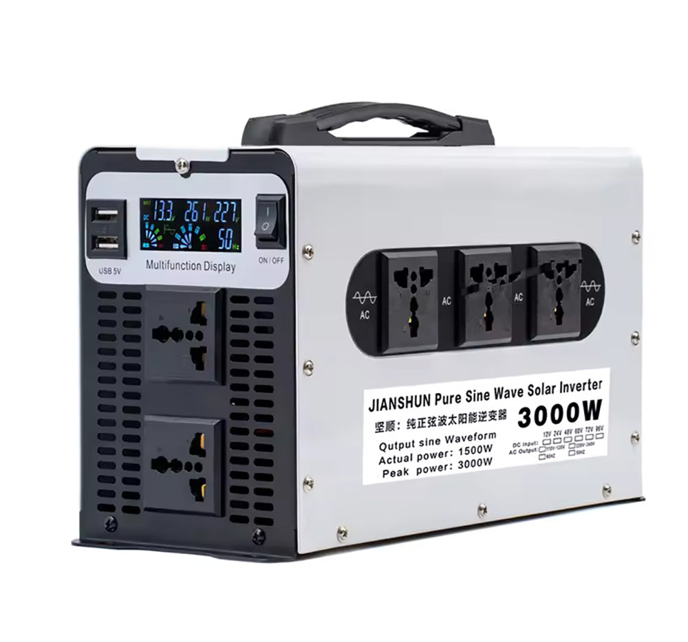 Reiner Sinus-Wechselrichter 1500W/3000W DC 12V 24V 48V 60V 72V auf AC 220V 50Hz Konverter Solar-Autobatterie-Wechselrichter mit LED-Anzeige
