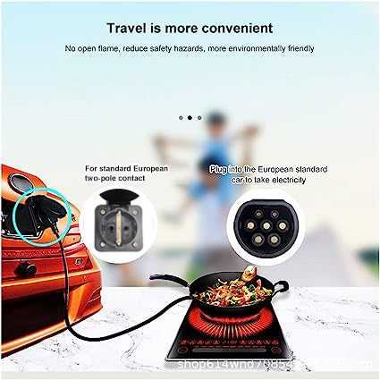 Noeifevo Elektrofahrzeug-Entladeadapter 16A Typ 2 Buchse auf Schukosteckdose，Fahrzeug zu Last (V2L) Adapter für MG BYD KIA Hyundai Xpeng Hongqi Smart