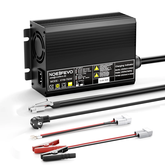 Noeifevo 14,6 V 50A LiFePO4 lithium au rapide batterie  de Chargeur  pour batterie LiFePO4 12 V (12,8 V), activation BMS 0 V, arrêt automatique avec protection complète