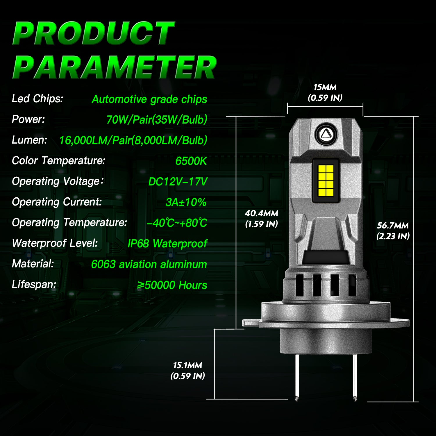 2 Stück 72W 16000LM Lumen Auto Scheinwerferlampe,  H7 H11 9006 9005  LED Lampe