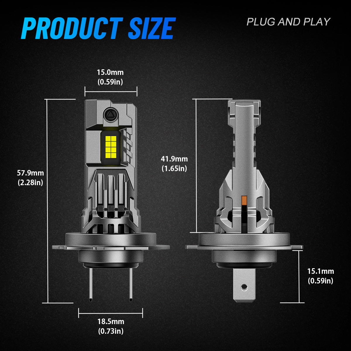 2 Stück 100W 24000 Lumen Auto Scheinwerferlampe, H7 H11 9005 9006 H4 LED Lampe