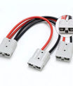 Anderson 50A 1 auf 2 Splitter Y-Typ Adapter, Anderson Stecker Kupferstecker, 8AWG Spezifikation 30cm Kabel, Maximalstrom 50 Ampere, Geeignet für Gabelstapler, Stapler und andere Fahrzeuge
