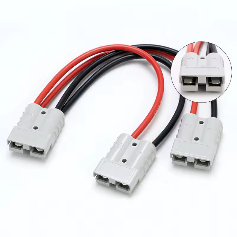 Anderson 120A 1 auf 2 Splitter Y-Typ Adapter, Anderson Stecker Kupferstecker, 8AWG Spezifikation 30cm Kabel, Maximalstrom 50 Ampere, Geeignet für Gabelstapler, Stapler und andere Fahrzeuge