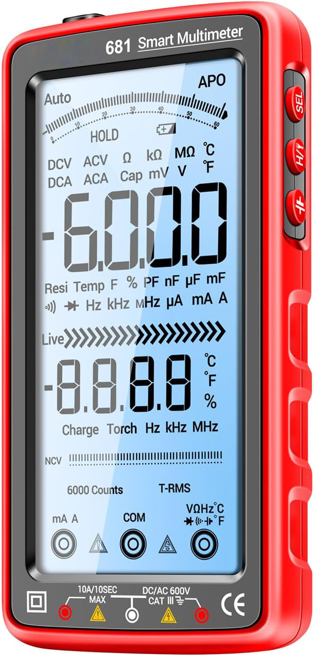 681 Digitales Multimeter, Multifunktionsmessgerät, wiederaufladbar, AC/DC Spannung, berührungsloser Spannungsprüfer, LCD Bildschirm, Stromprüfer