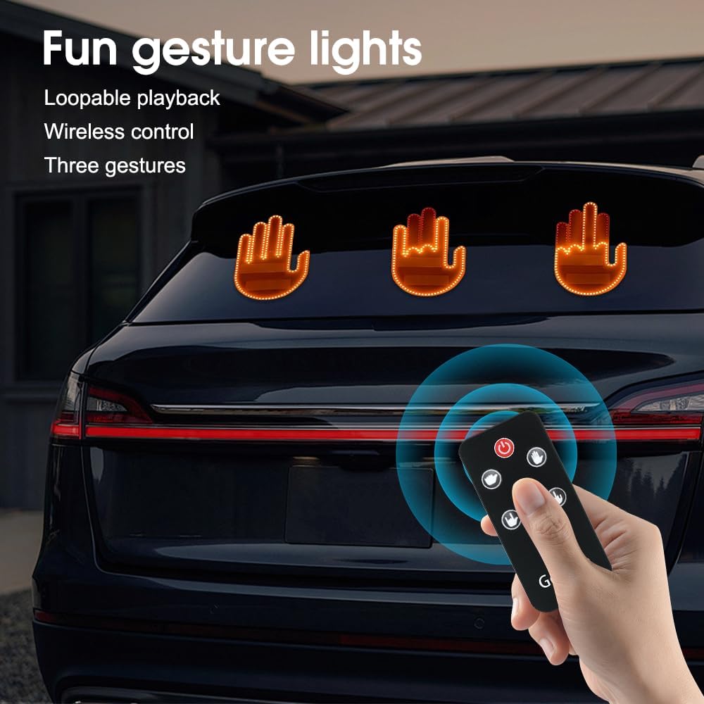 Gestenlicht für die Autofernbedienung, Plug-in-Gestenlicht, lustiges Ausdruckslicht für die Heckscheibe, Daumengestenlicht