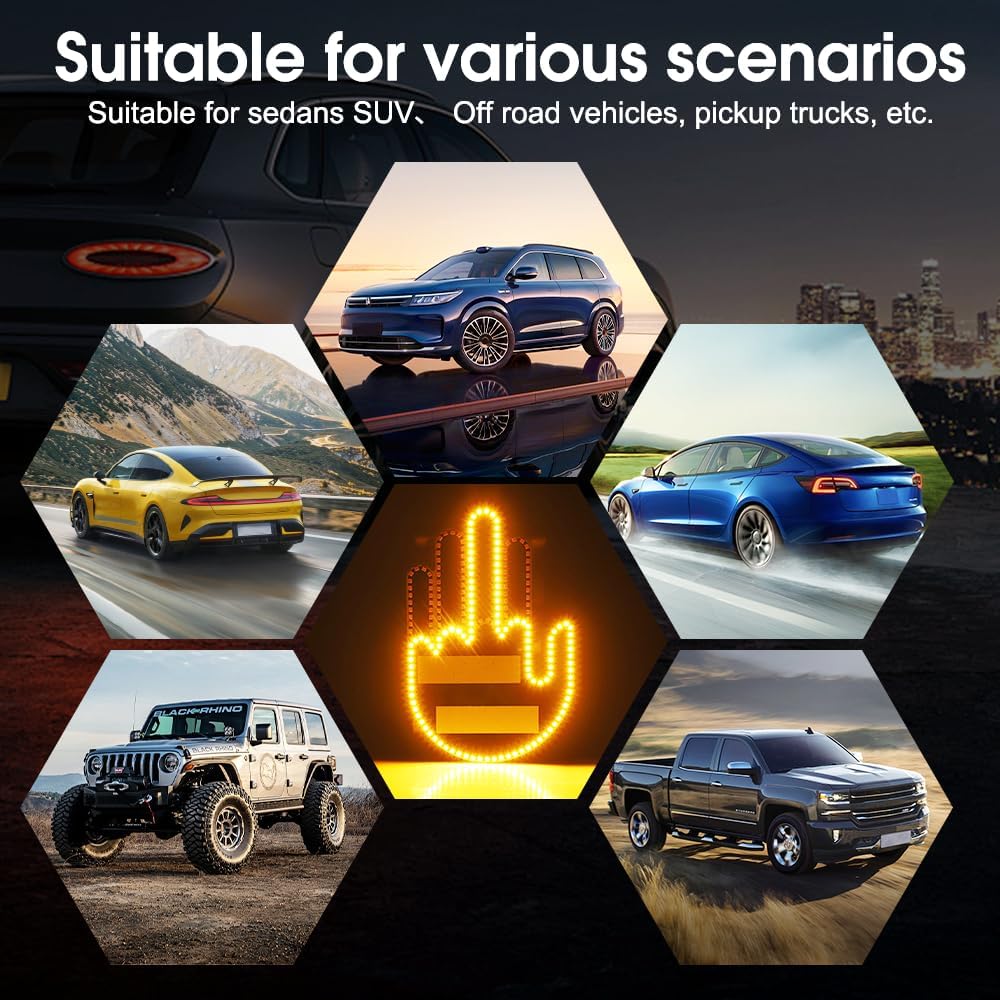 Gestenlicht für die Autofernbedienung, Plug-in-Gestenlicht, lustiges Ausdruckslicht für die Heckscheibe, Daumengestenlicht