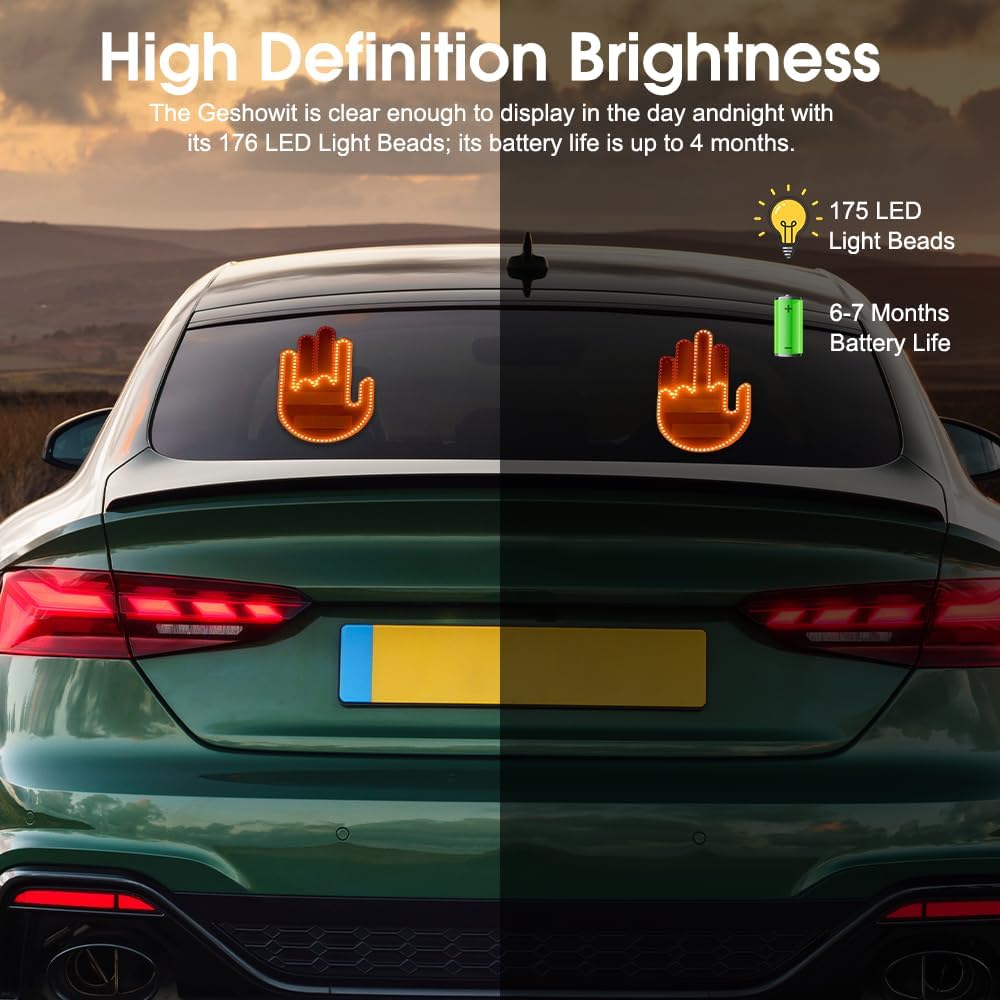 Gestenlicht für die Autofernbedienung, Plug-in-Gestenlicht, lustiges Ausdruckslicht für die Heckscheibe, Daumengestenlicht
