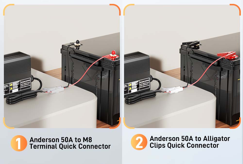 Anderson 50A auf M8-Anschluss, Batterieanschluss, Anderson 50A auf Alligator-Batterie-Stromübertragungsanschluss, 20A 30A 40A 50A 30 cm Elektrokabel