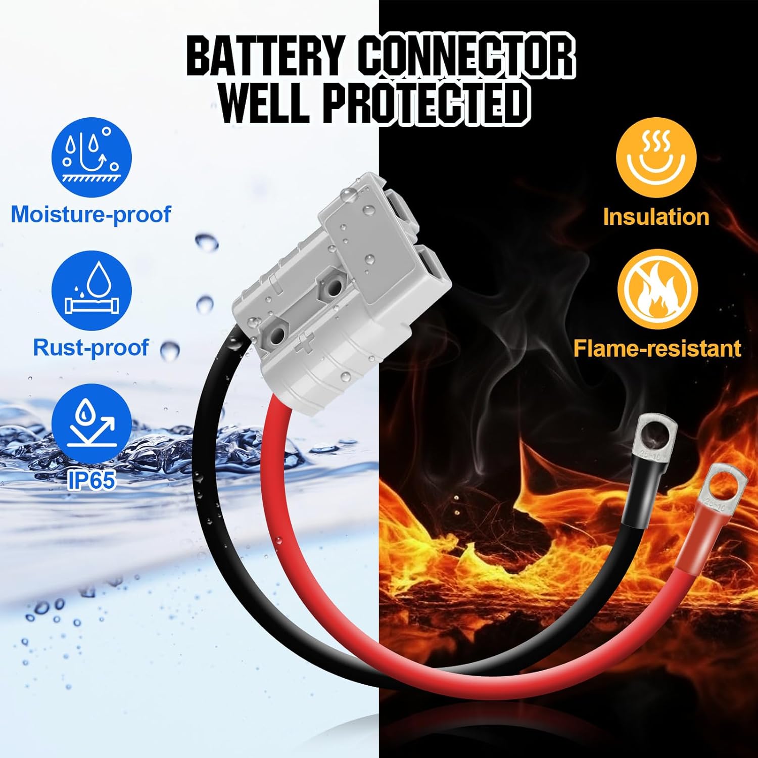 2 Stück Batterieanschluss, Anderson 50A/120A auf M8 Batterie-Stromübertragungsanschluss, 2AWG/4AWG/7AWG/8AWG/12AWG Elektrokabel