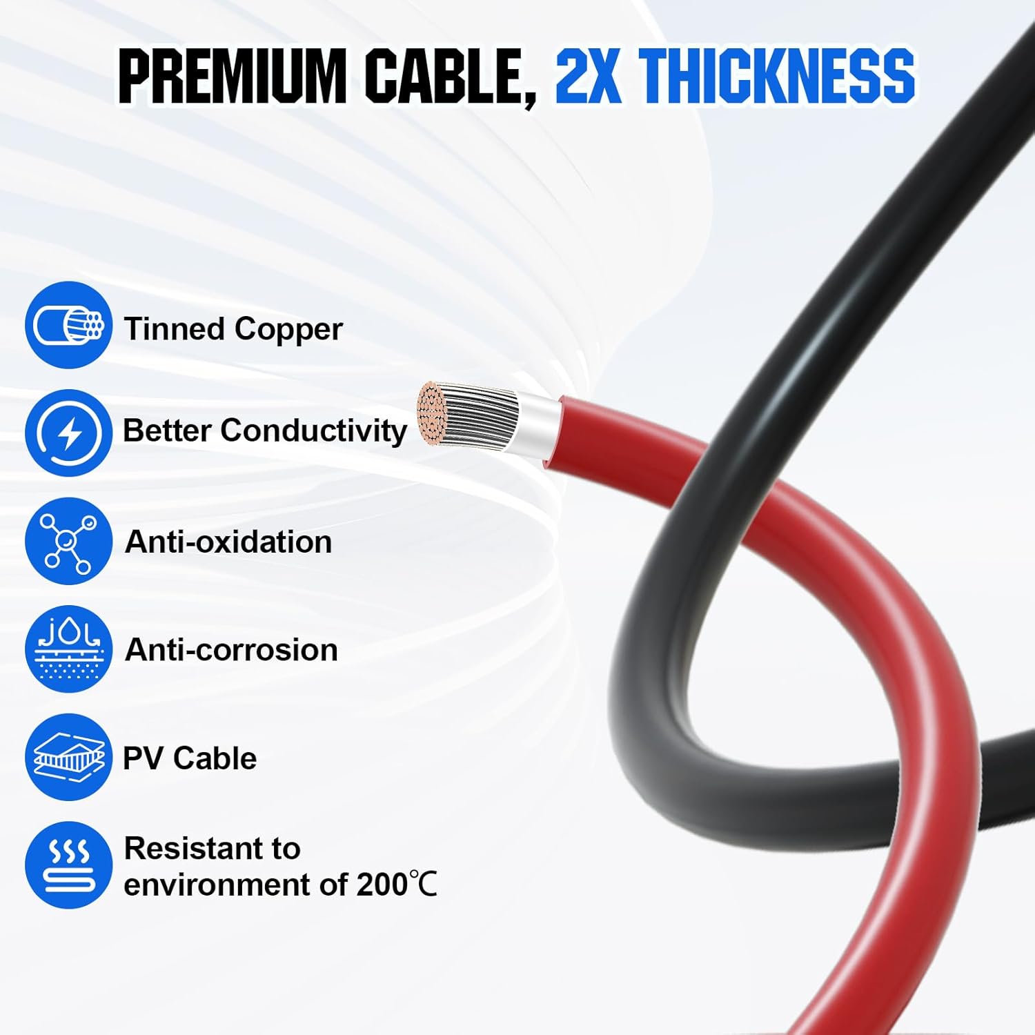 2 Stück Batterieanschluss, Anderson 50A/120A auf M8 Batterie-Stromübertragungsanschluss, 2AWG/4AWG/7AWG/8AWG/12AWG Elektrokabel
