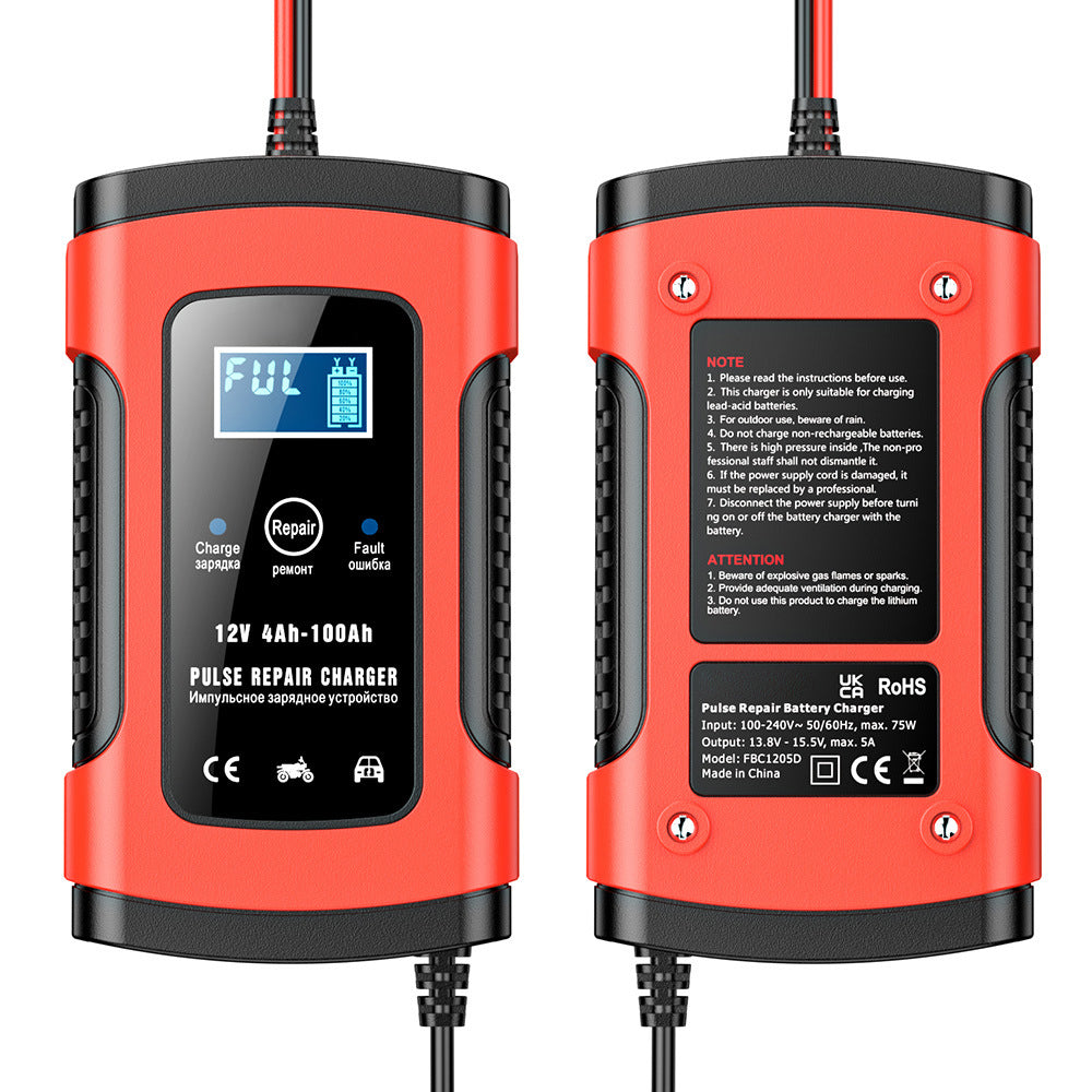 12V 6A Auto-Motorrad-Batterie-Ladegerät, Intelligentes Multifunktions-Reparatur-Batterie-Ladegerät mit Temperatur-Erkennung für Blei-Säure-AGM-Gel-Tiefzyklus-Batterien