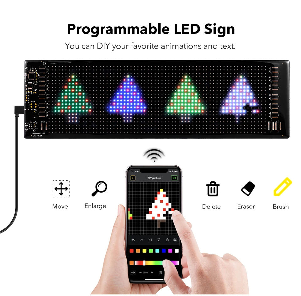 NOEIFEVO Licht für Autos LED-Augen für LKWs, LED-Anzeige Programmierbare LED-Laufschrift Leuchtschild für Auto, LKW, Text, Graffiti, Einzigartiges Fahrzeugemblem-Licht