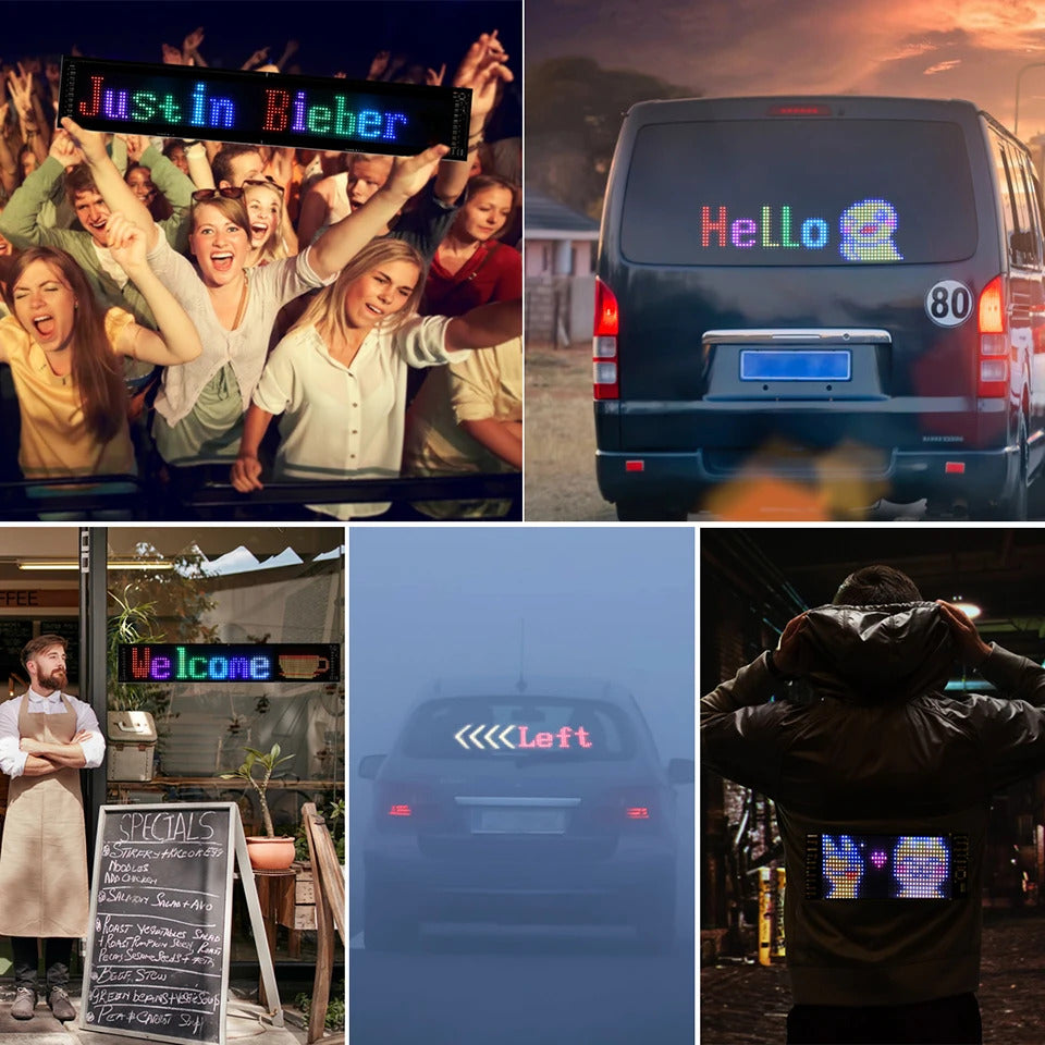 NOEIFEVO Licht für Autos LED-Augen für LKWs, LED-Anzeige Programmierbare LED-Laufschrift Leuchtschild für Auto, LKW, Text, Graffiti, Einzigartiges Fahrzeugemblem-Licht