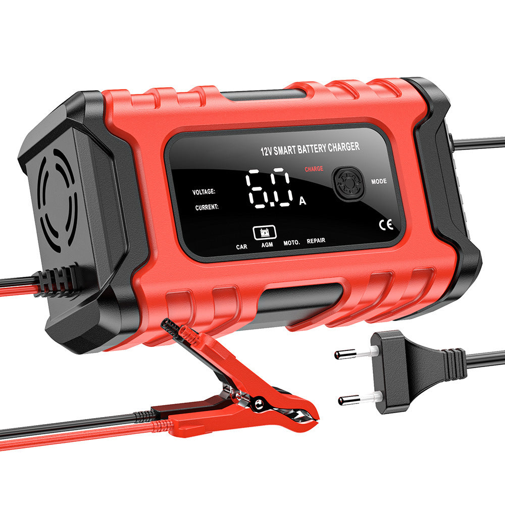 NOEIFEVO 6A Autobatterie Ladegerät, 12V Smart vollautomatische KFZ Batterieladegerät mit Temperaturkompensation für Auto LKW Motorrad Rasenmäher Boot Marine Batterien