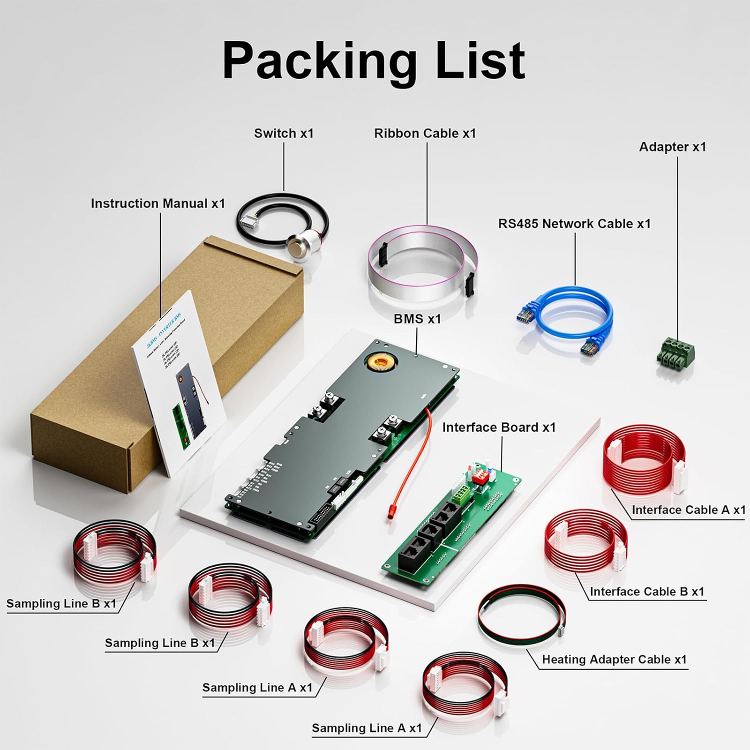 BMS 8S-16S 24V-48V 200A Heim-Energiespeicher BMS 2A Aktive Balance Eingebautes Bluetooth mit RS485 CAN für Solarsystem