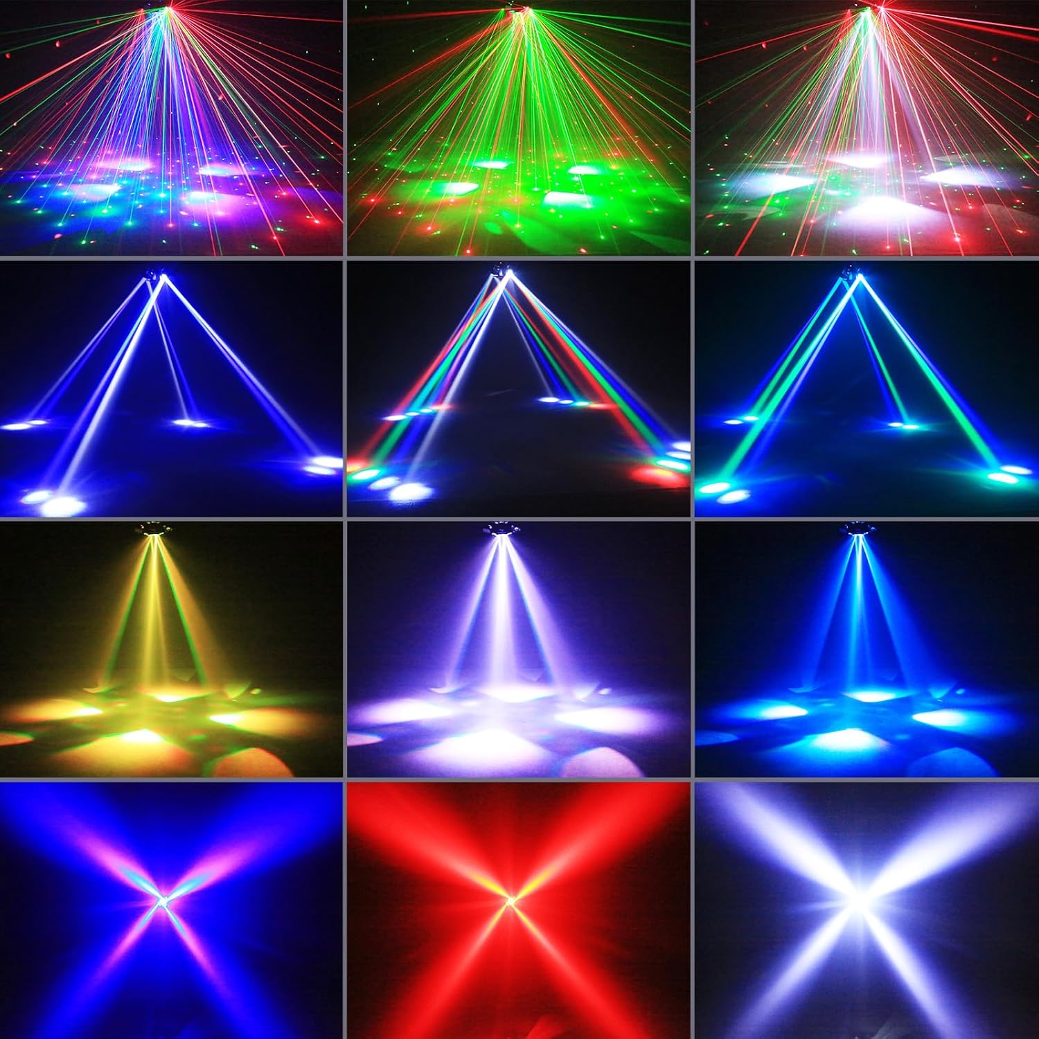 Luz de escenario 4 en 1 RGBW de 120W, efecto de iluminación Moving Head, luz láser, foco para fiesta con mando a distancia para discoteca, DJ, bar y cumpleaños