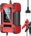 Autobatterieladegerät, 12V 12A 24V 6A Blei-Säure-AGM-LiFePO4-Batterieladegerät, Fahrzeugladegerät, 7-stufiges intelligentes Batterieladegerät mit LED-Anzeige für Autos, LKWs, Motorräder, Rasenmäher