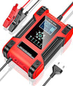 Autobatterieladegerät, 12V 12A 24V 6A Blei-Säure-AGM-LiFePO4-Batterieladegerät, Fahrzeugladegerät, 7-stufiges intelligentes Batterieladegerät mit LED-Anzeige für Autos, LKWs, Motorräder, Rasenmäher