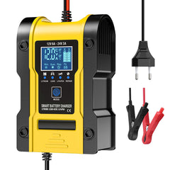 12V 6A 24V 3A Auto-Motorrad-Batterieladegerät, Intelligentes Multifunktions-Reparatur-Batterieladegerät mit Temperaturerkennung für Blei-Säure-AGM-Gel-Tiefzyklus-Lithium-LiFePO4-Batterien