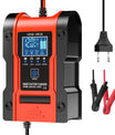 12V 6A 24V 3A Auto-Motorrad-Batterieladegerät, Intelligentes Multifunktions-Reparatur-Batterieladegerät mit Temperaturerkennung für Blei-Säure-AGM-Gel-Tiefzyklus-Lithium-LiFePO4-Batterien