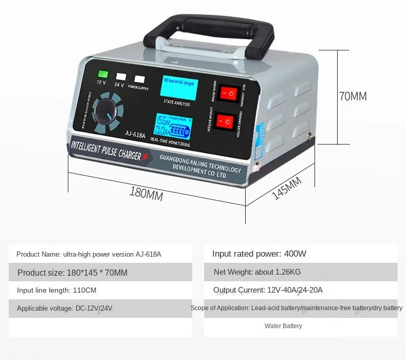 Smart Batterie Ladegerät 12V 30A/24V 15A Automotive Batterie Ladegerät Erhaltung Smart Puls Reparatur für Auto Lkw Boot Motorrad