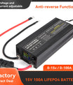 NOEIFEVO 3,7V 6V 12V Lithium/LiFePO4 / Blei-Säure-Universal-Batterieladegerät, einstellbarer Spannungs- und Strombereich 0–15 V 1–100 A, 4,2 V 12,6 V 14,6 V Auto-, Boot- und Wohnmobil-Batterieladegerät