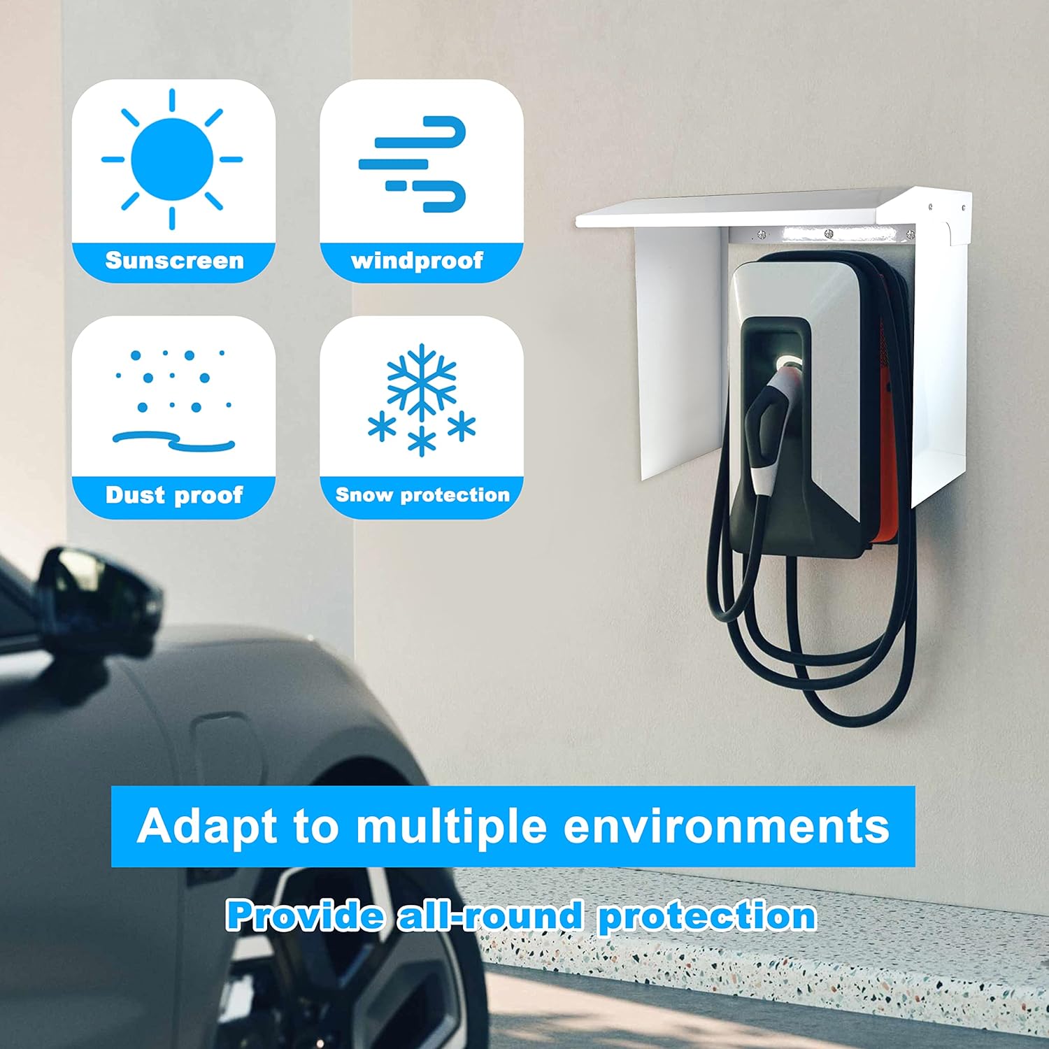 NOEIFEVO EV Charger Wallbox Wetterschutzdach, Regenschutz für Elektroauto-Ladestation, Edelstahlabdeckung, wetterfest (40 x 30 x 39 cm)