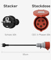 NOEIFEVO EV Ladegerät Adapterset für 11KW Mobile Wallbox/EV Ladegerät/Ladestation auf CEE rot 32A / CEE blau 16 A / 230V Haushaltssteckdose