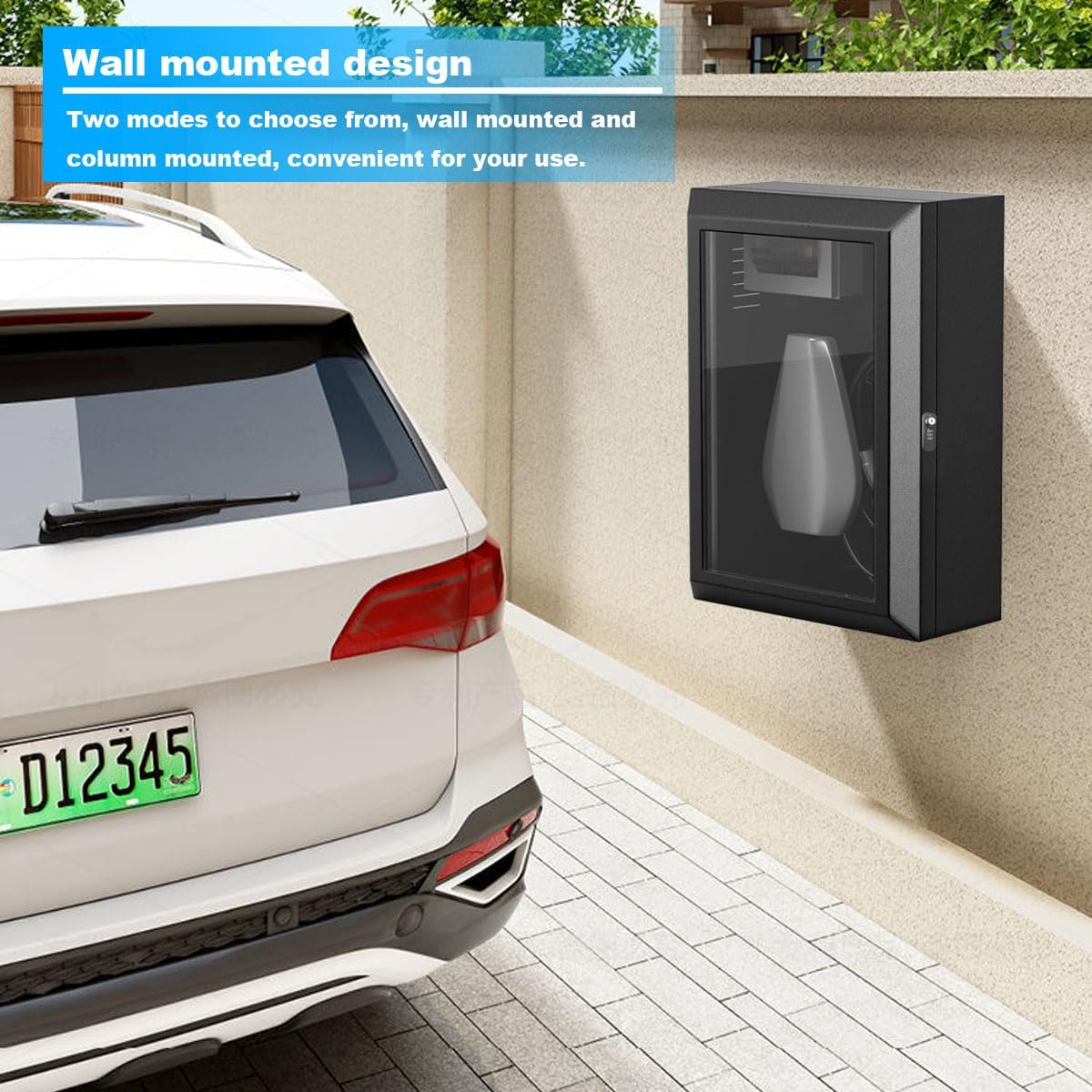 NOEIFEVO Wallbox Wetterschutz,Ladebox für EV-Ladegeräte – Diebstahlsichere Schutzbox für Ladestationen, Regenschutz UV,Mit Zahlenschloss und Schlüssel