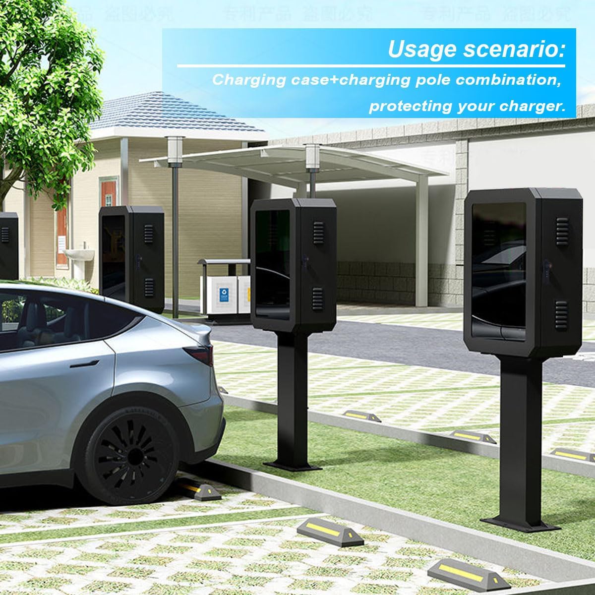 NOEIFEVO Wallbox Wetterschutz,Ladebox für EV-Ladegeräte – Diebstahlsichere Schutzbox für Ladestationen, Regenschutz UV,Mit Zahlenschloss und Schlüssel