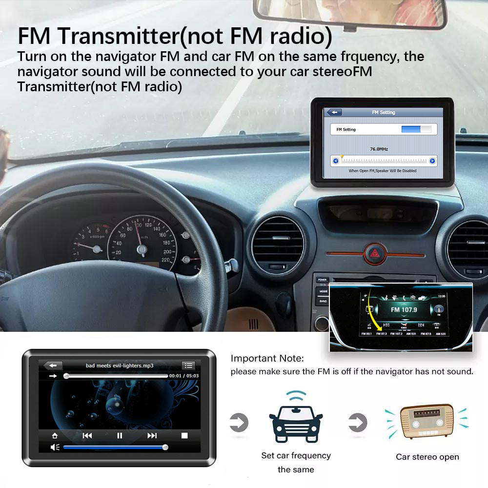 NOEIFEVO Q5 GPS Navigation, 5 Zoll Touchscreen mit Europa-Karten, 8GB 256MB, mehrsprachig, Unterstützung FM, für PKWs/Transporter/LKWs