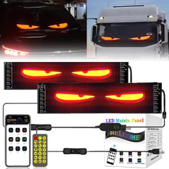 NOEIFEVO Devil Eyes Licht für Autos LED-Augen für LKWs, LED-Anzeige Programmierbare LED-Laufschrift Leuchtschild für Auto, LKW, Text, Graffiti, Smart App, Bluetooth USB 5V
