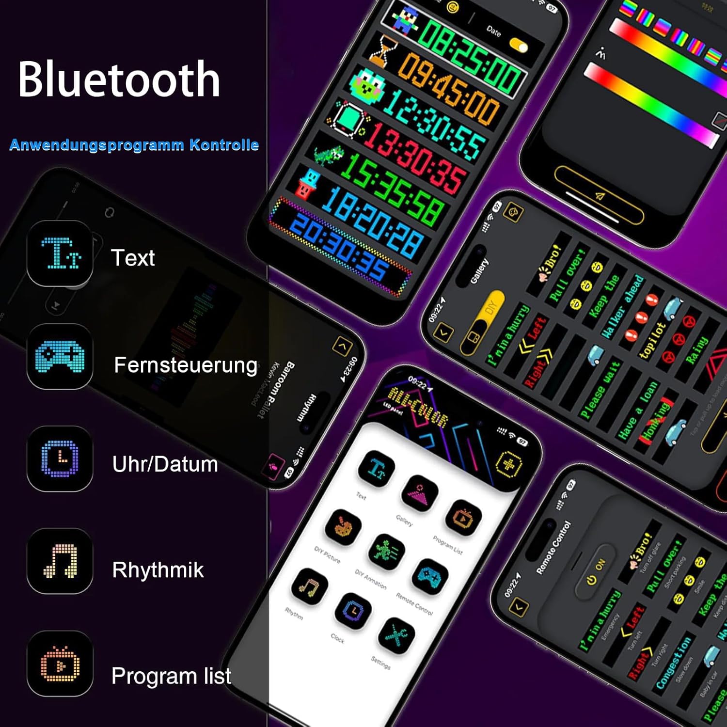 NOEIFEVO Devil Eyes Licht für Autos LED-Augen für LKWs, LED-Anzeige Programmierbare LED-Laufschrift Leuchtschild für Auto, LKW, Text, Graffiti, Smart App, Bluetooth USB 5V