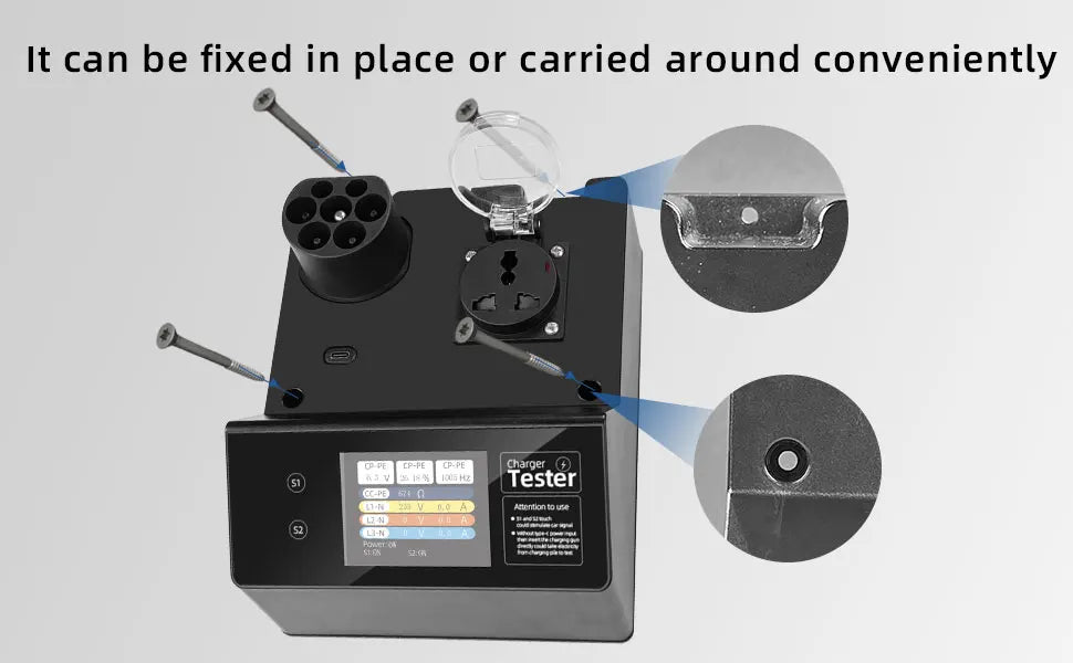 Typ-2 EV-Ladestation Tester mit LED-Anzeige – 32A Kurzzeit-Belastung, S1/S2 Fahrzeugsignal-Simulation, IP54, für EU-Standard-Ladepunkte